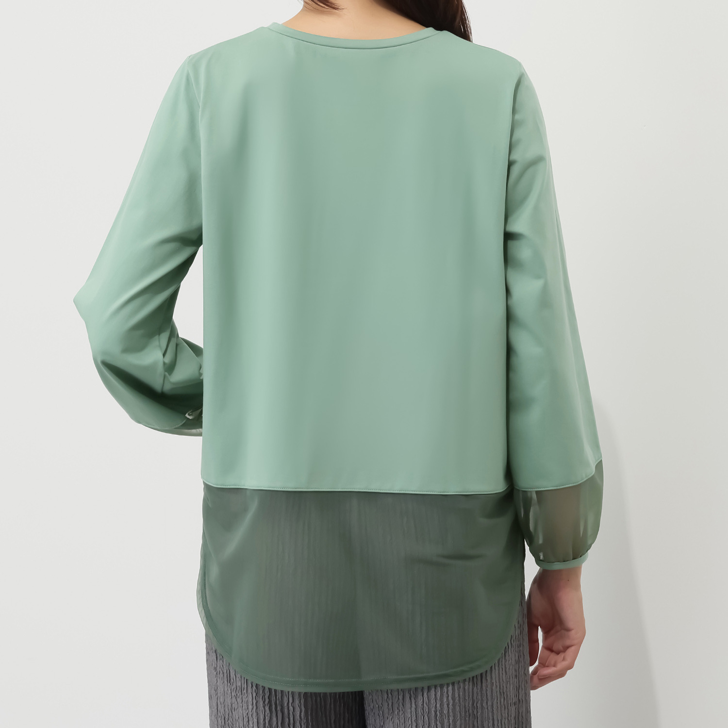 アンリック　オー　ブルー サイロプレミアム メガハイゲージ天竺 シアー切替デザイン プルオーバー