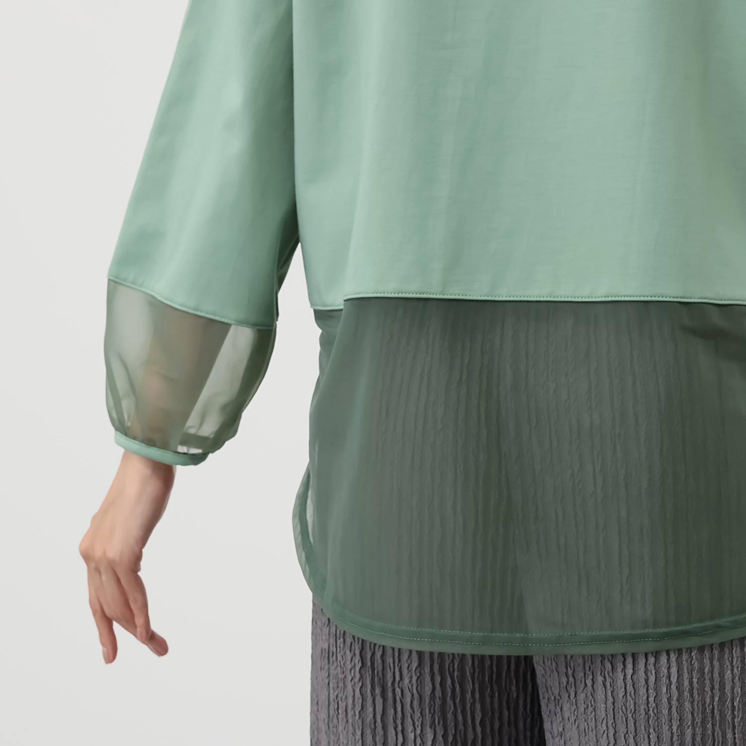 アンリック　オー　ブルー サイロプレミアム メガハイゲージ天竺 シアー切替デザイン プルオーバー