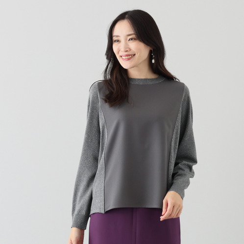 バーチ ドゥエ ラメニットの輝きと 梨地ジョーゼットの ドッキングプルオーバー バーチ ドゥエ ラメニットの輝きと 梨地ジョーゼットの ドッキングプルオーバー