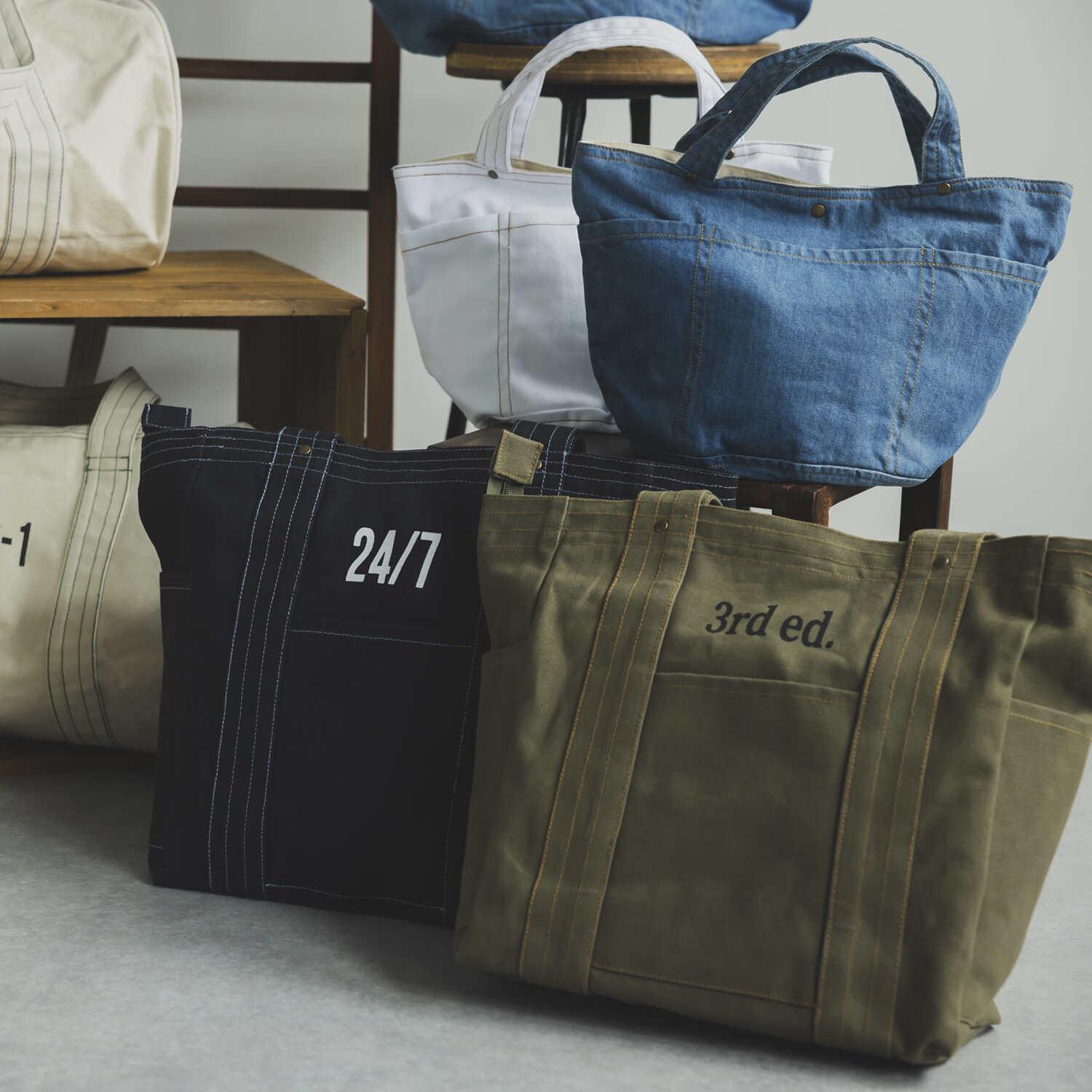 かわいい雑貨屋さん グロリア インド製 キャンバスステッチ トートバッグ