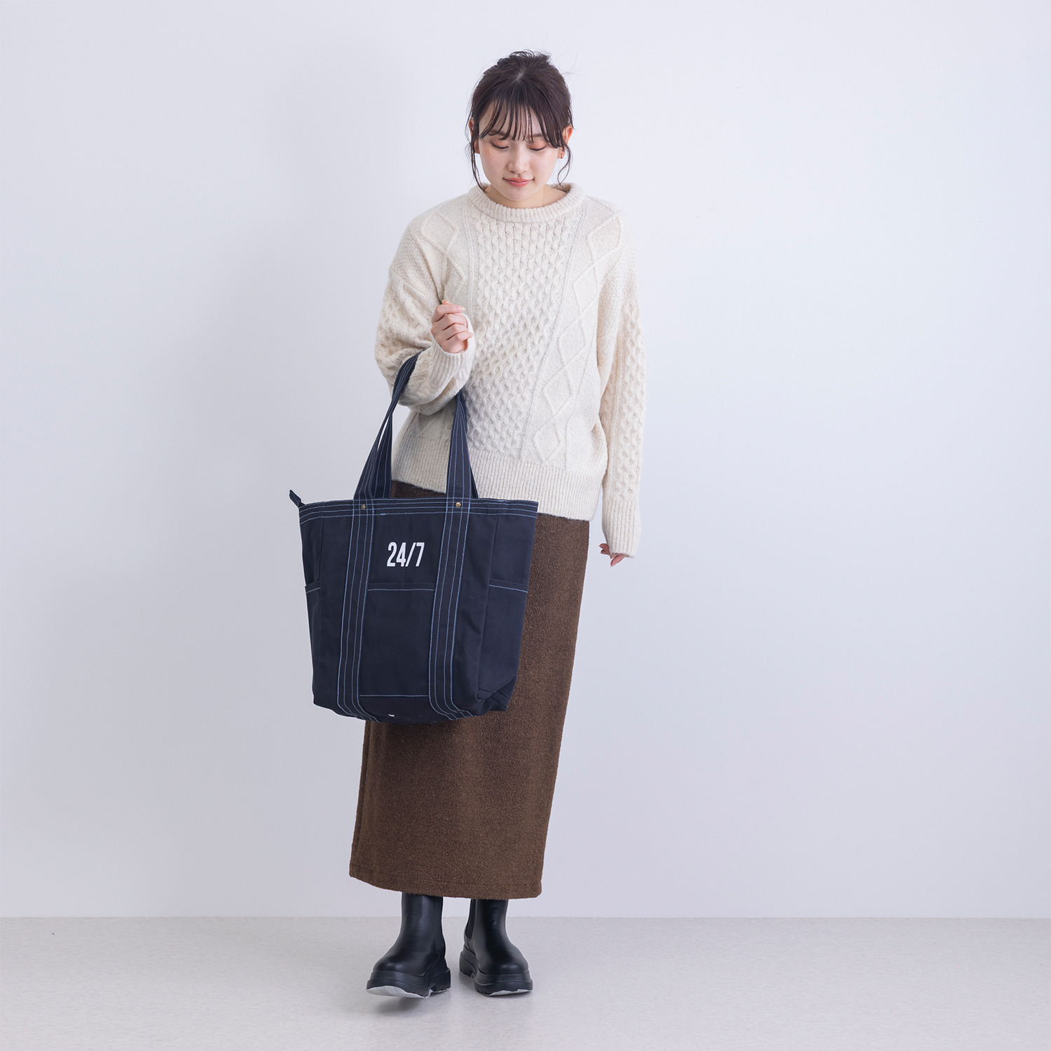 かわいい雑貨屋さん グロリア インド製 キャンバスステッチ トートバッグ