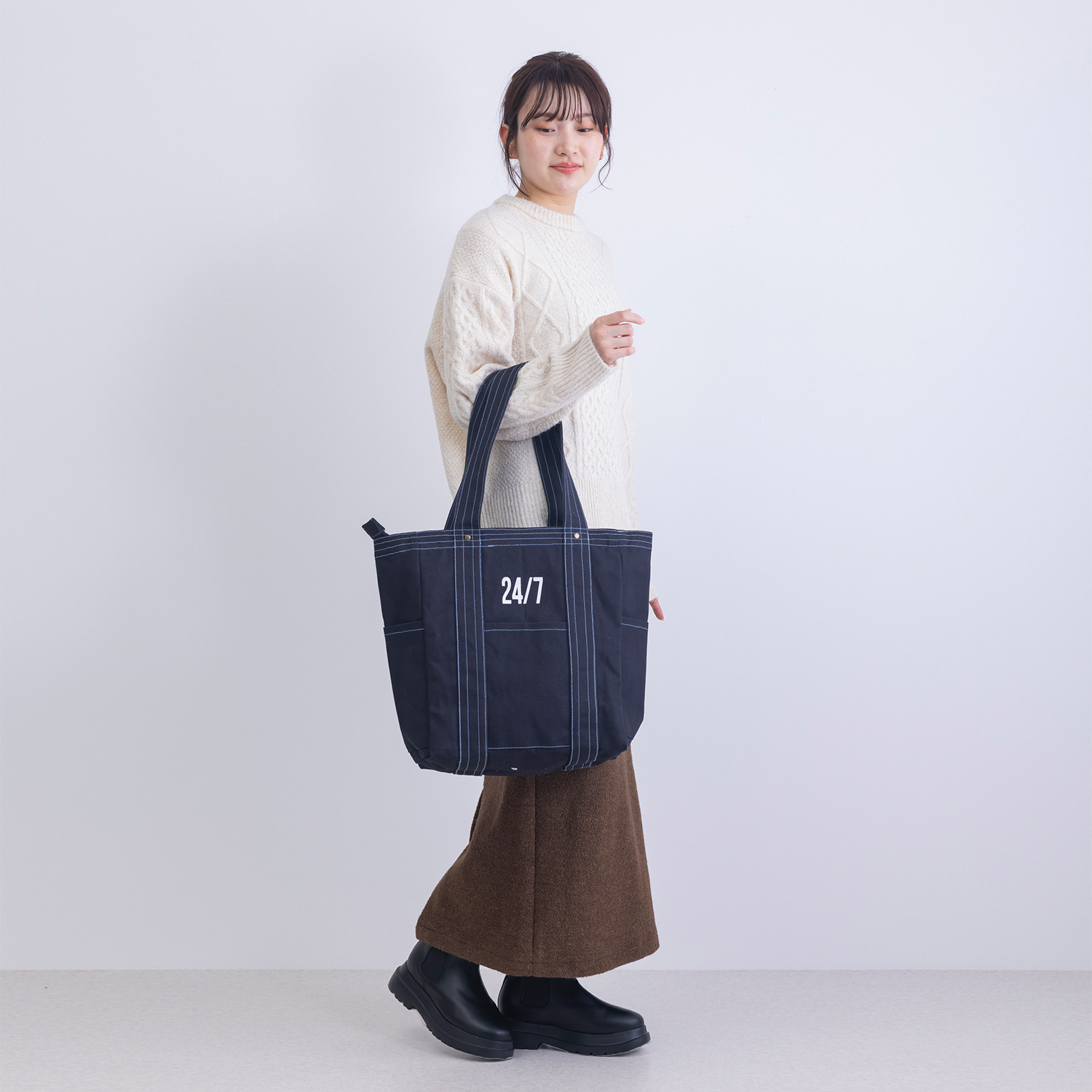 かわいい雑貨屋さん グロリア インド製 キャンバスステッチ トートバッグ