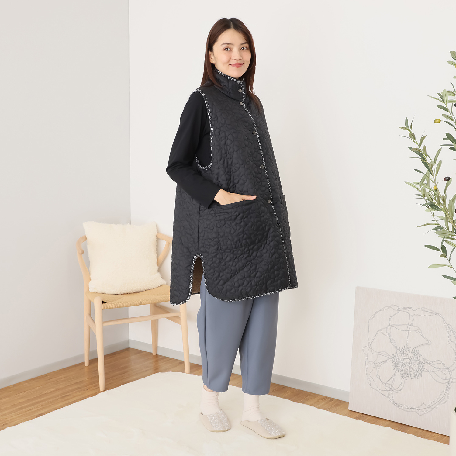 着やすさ、動きやすさ、 快適さを追求 レップ フラワーキルト 暮らしウェア