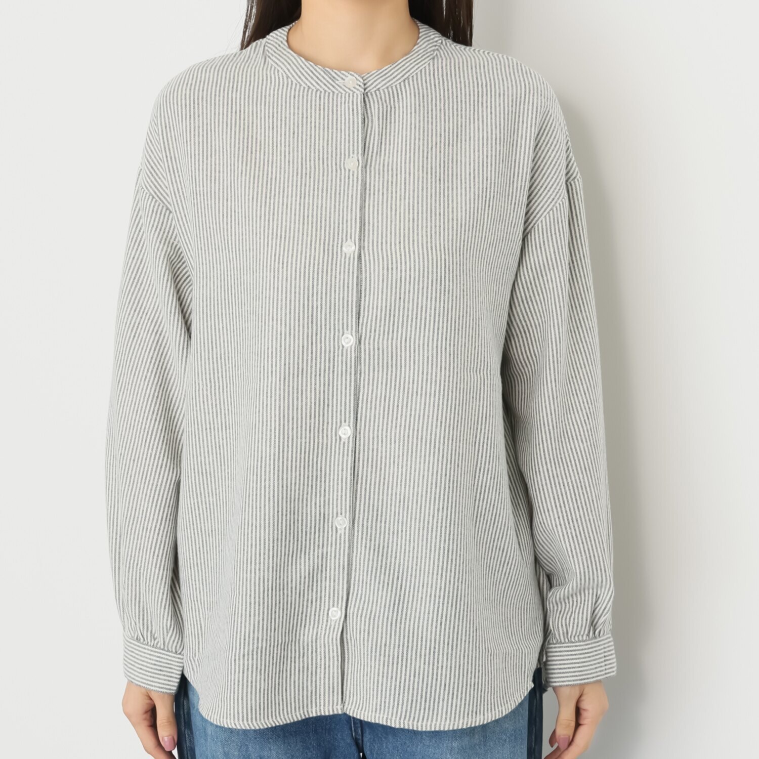 エムエムオー 麻タッチニットジレ× ストライプブラウス アンサンブル