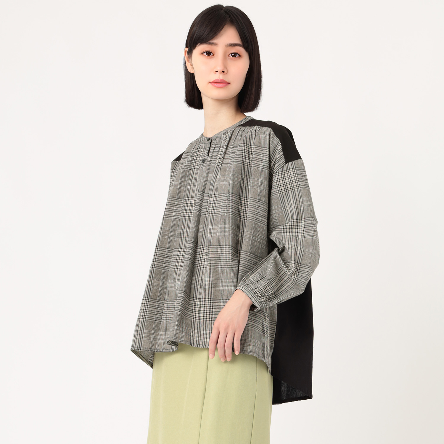 エムエムオー コットン１００％ 先染めキャンブリック チェックブラウス