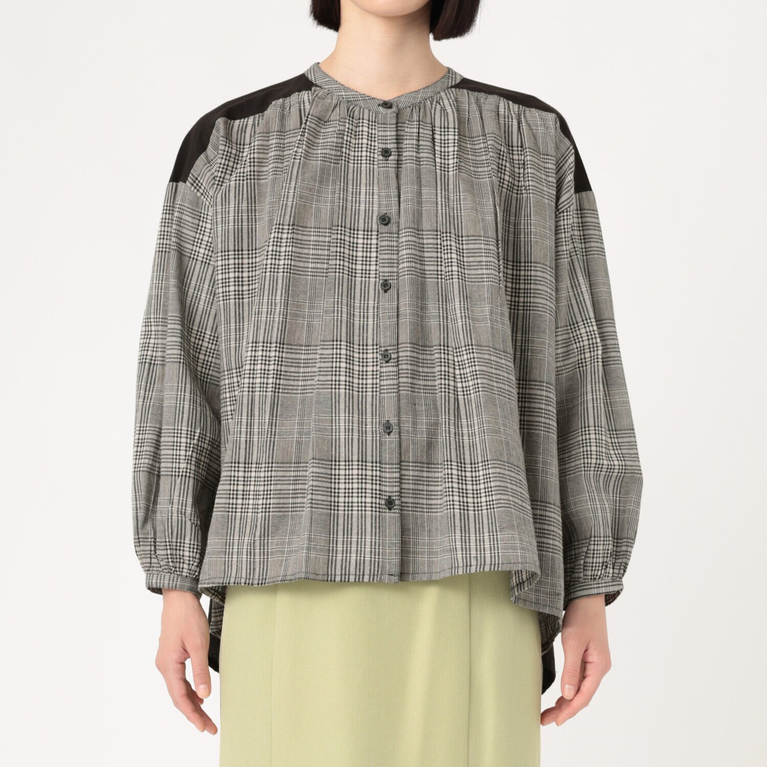 エムエムオー コットン１００％ 先染めキャンブリック チェックブラウス