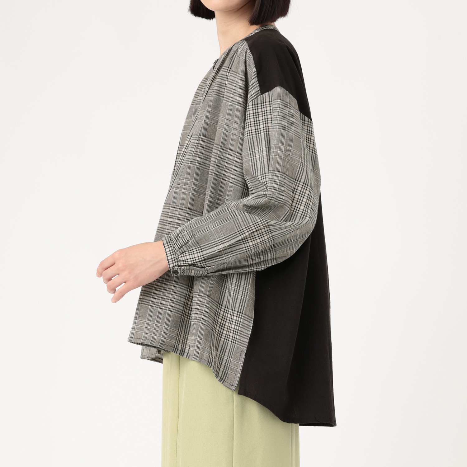 エムエムオー コットン１００％ 先染めキャンブリック チェックブラウス