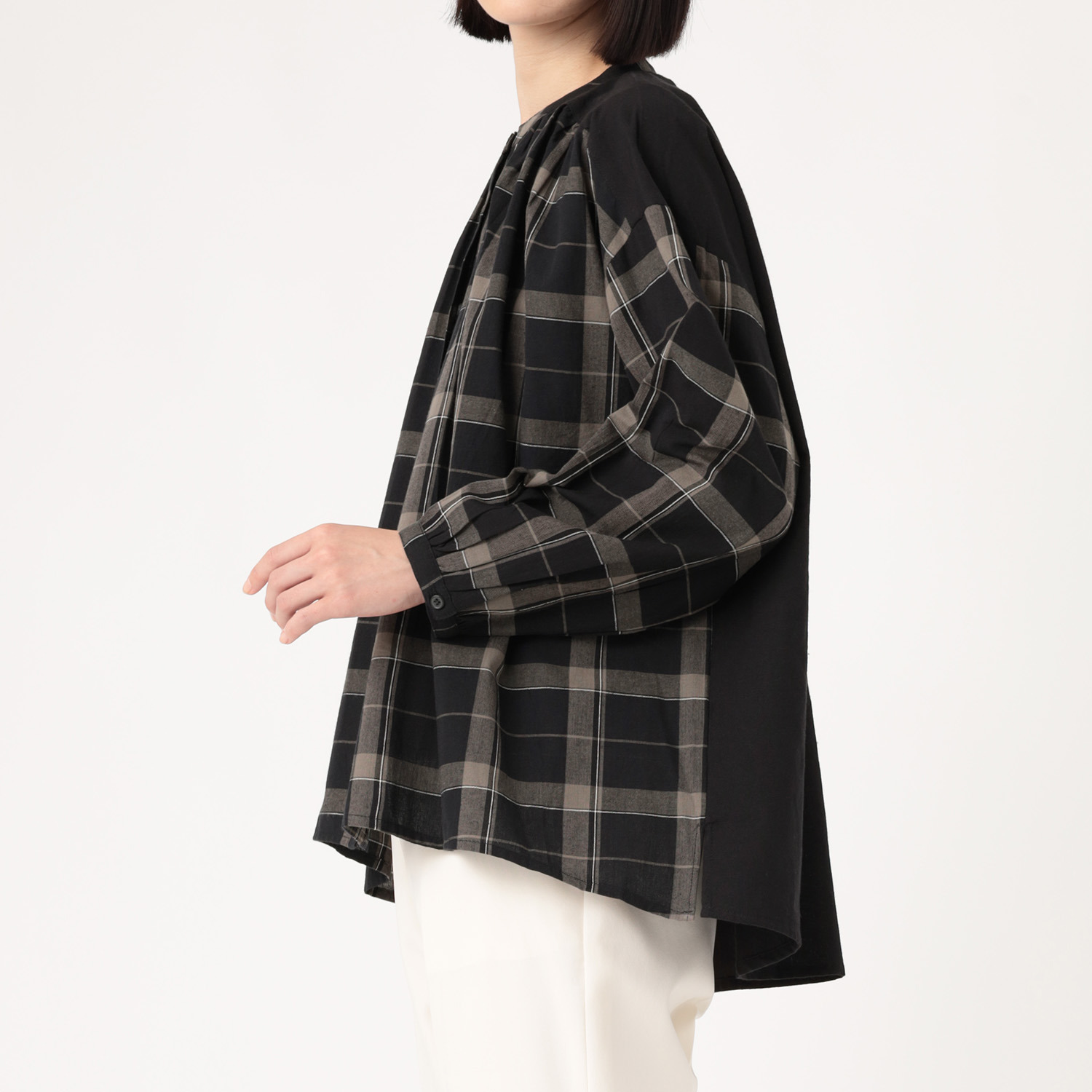 エムエムオー コットン１００％ 先染めキャンブリック チェックブラウス