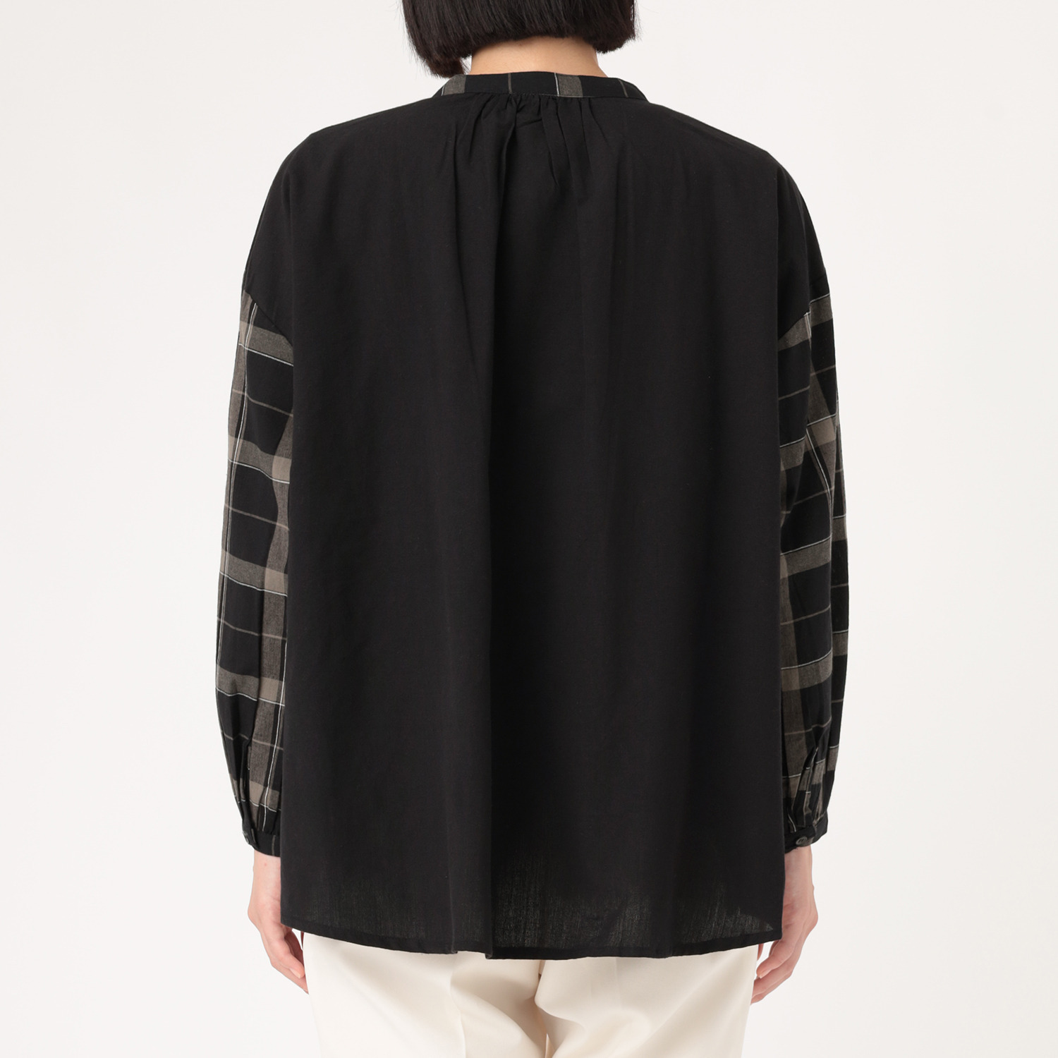 エムエムオー コットン１００％ 先染めキャンブリック チェックブラウス