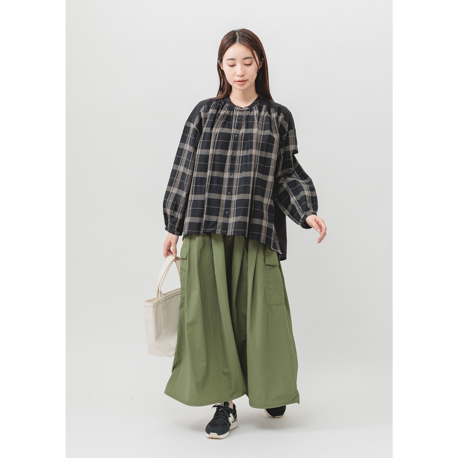 エムエムオー コットン１００％ 先染めキャンブリック チェックブラウス