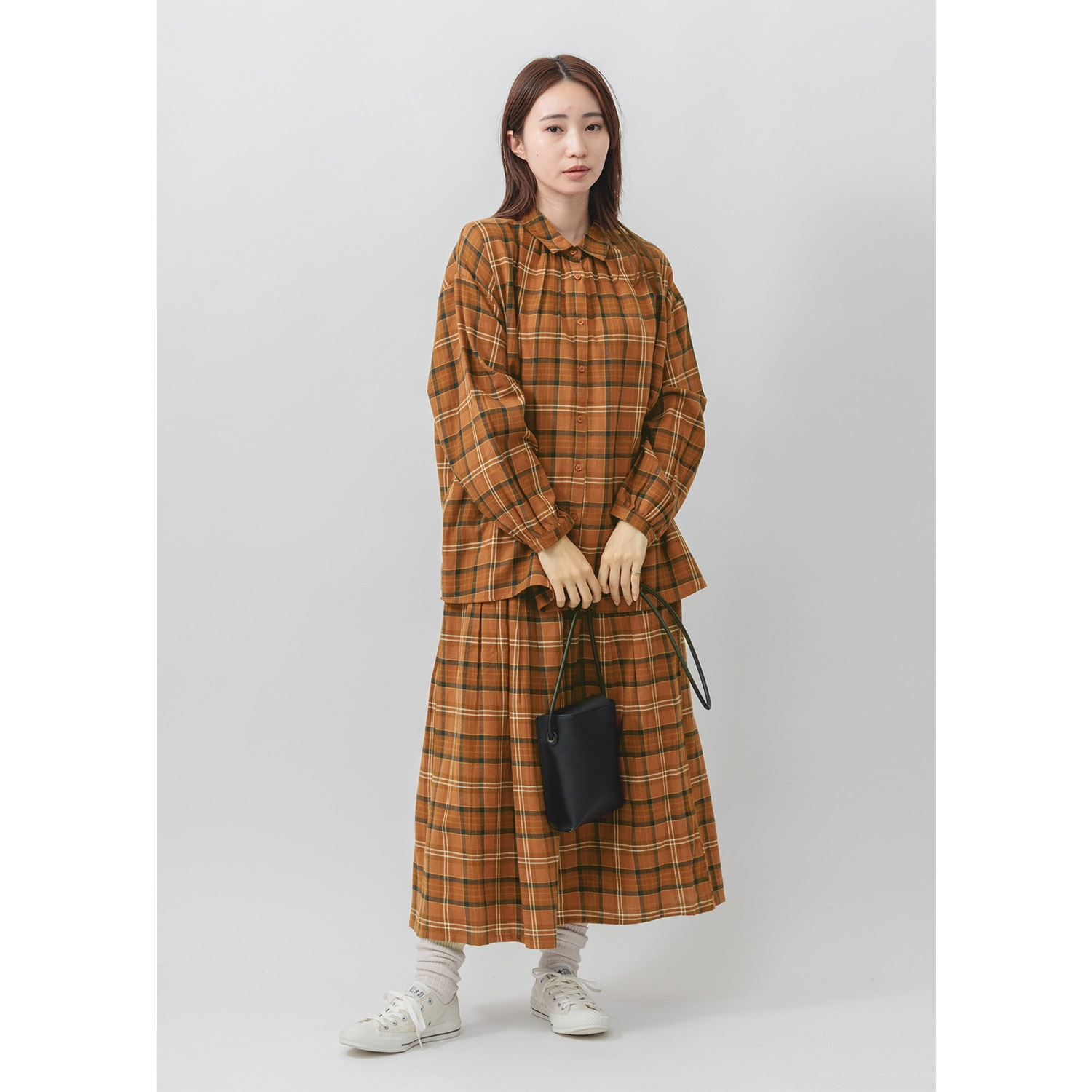 エムエムオー 綿１００％ 先染めツイル チェックブラウス