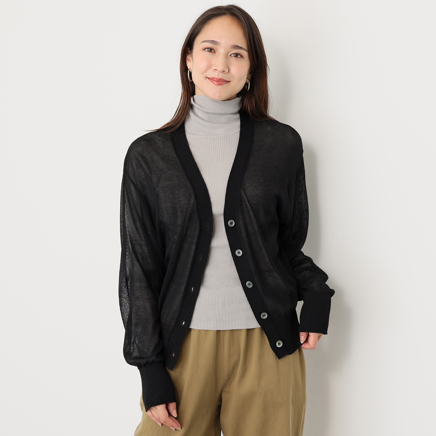 エムエムオー Ｖネック シアーカーディガン