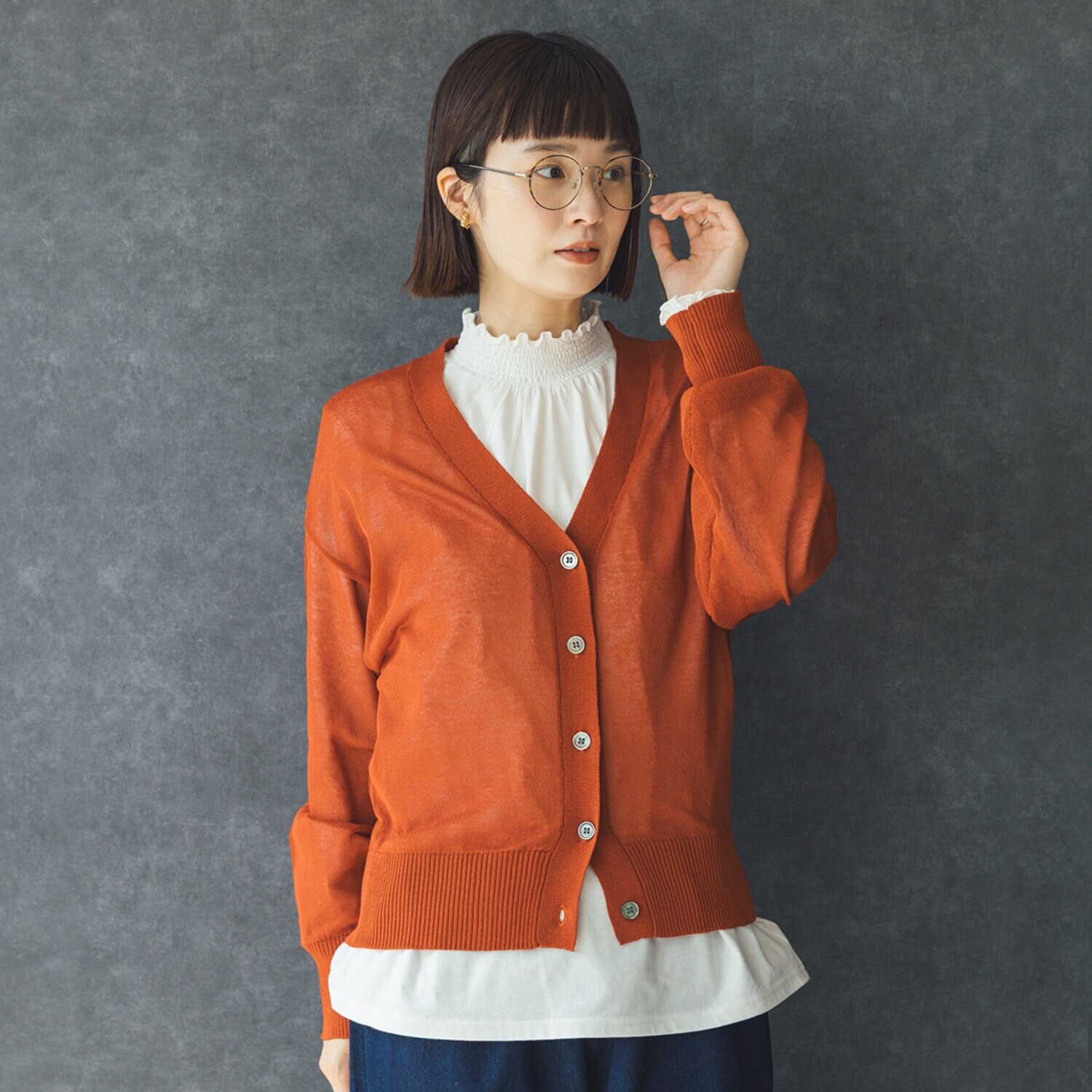 エムエムオー Ｖネック シアーカーディガン