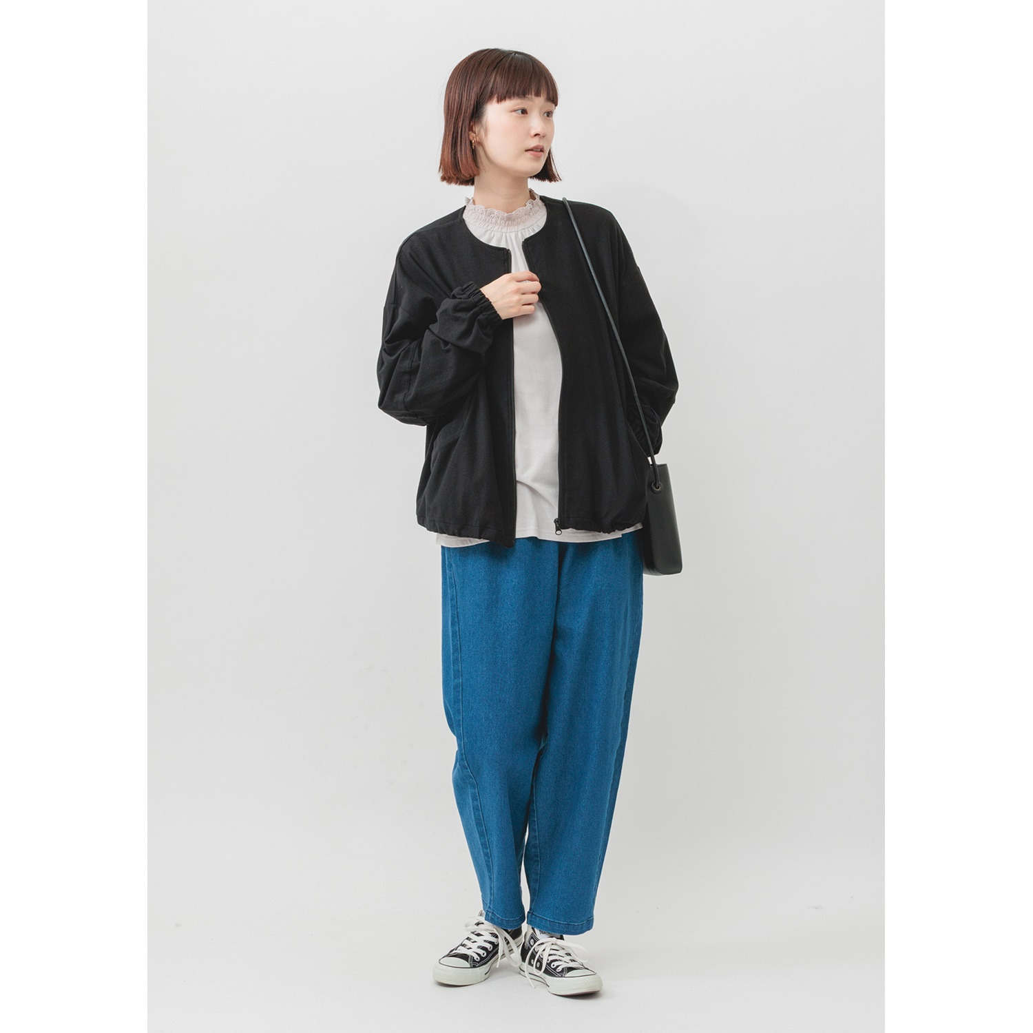 エムエムオー クルーネック ジップカーディガン