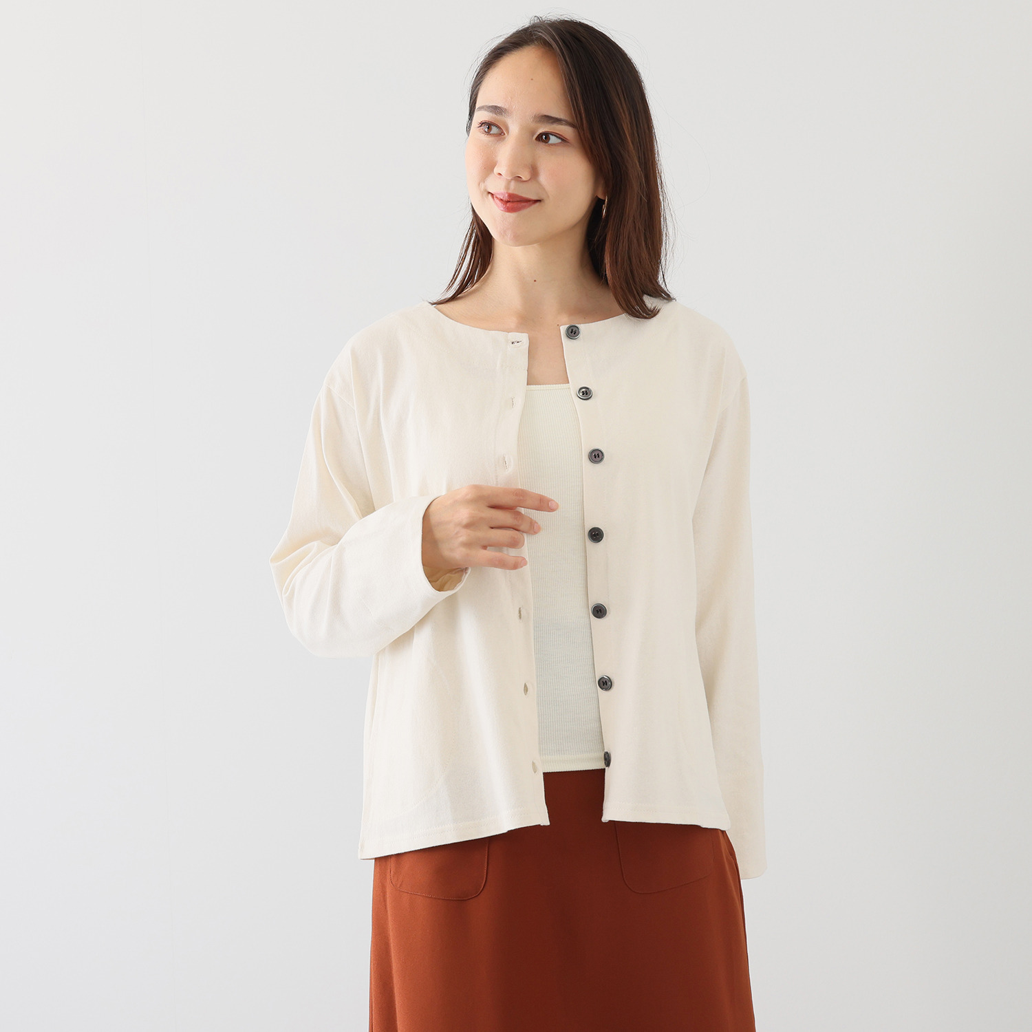 エムエムオー バスク クルーネックカーディガン