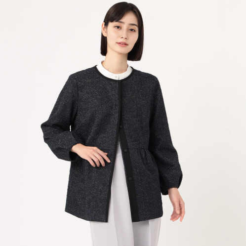 レ・ラリック　ノーカラー　ぺプラムジャケット