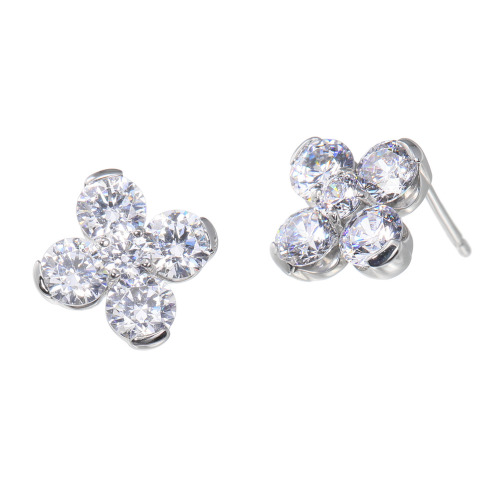 ステングレイス　サージカルステンレス　プレシオサ社製ＣＺ　幸運のシンボル　クローバーデザイン　スタッドピアス