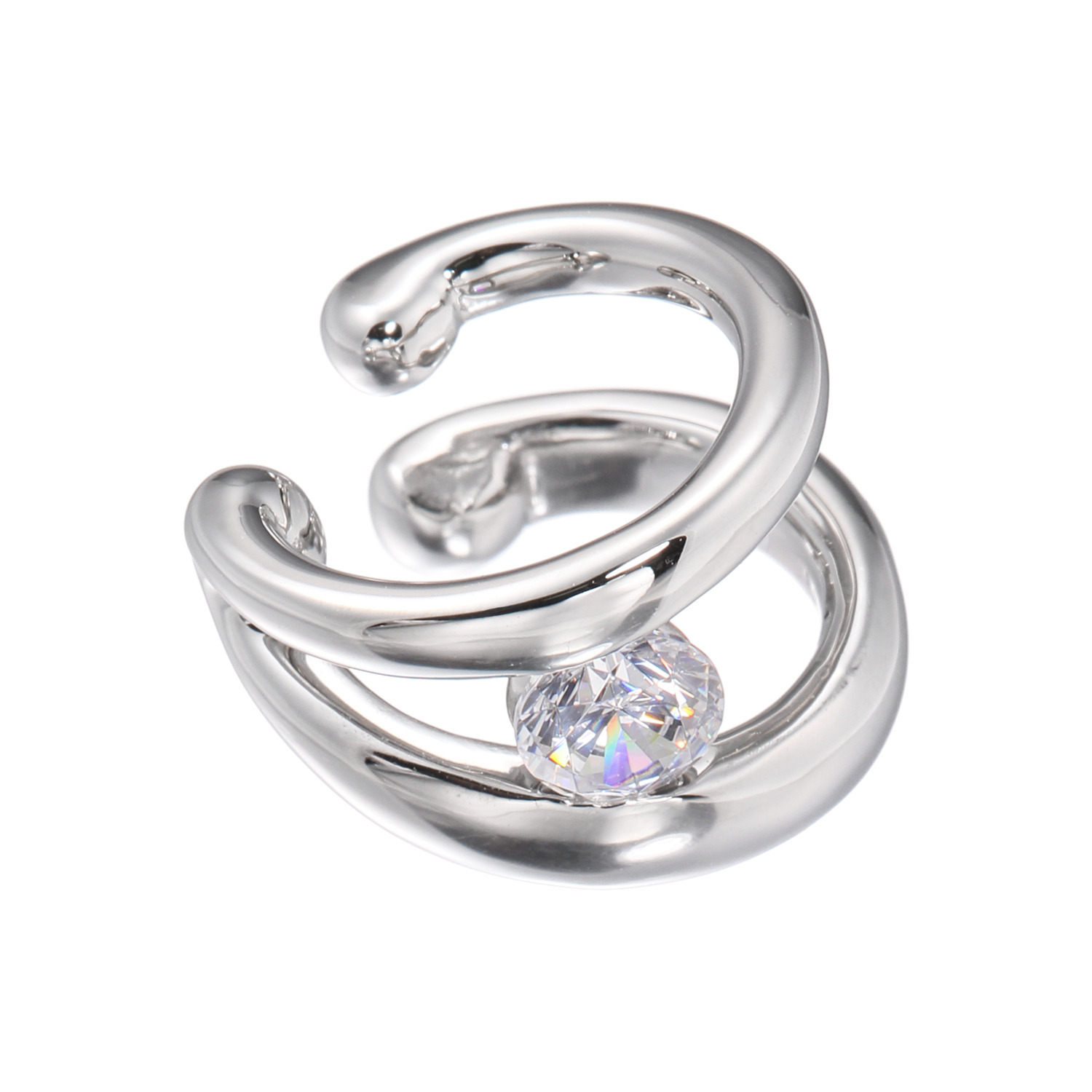 ステングレイス サージカルステンレス プレシオサ社製ＣＺ カーブライン＆ ダブルラインデザイン リバーシブルイヤーカフ ＜片側のみ＞