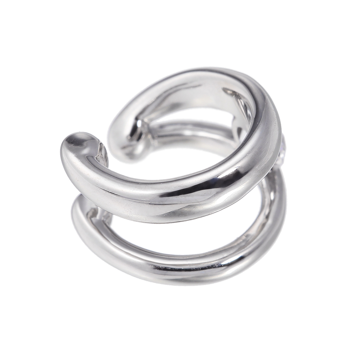 ステングレイス サージカルステンレス プレシオサ社製ＣＺ カーブライン＆ ダブルラインデザイン リバーシブルイヤーカフ ＜片側のみ＞