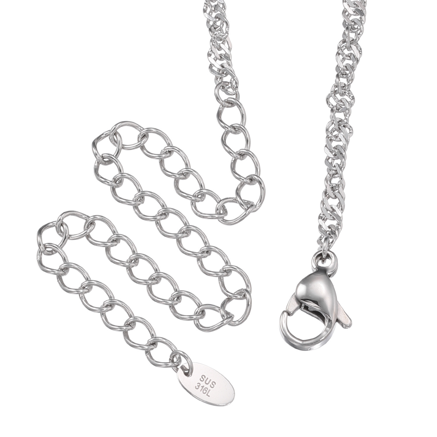 ステングレイス サージカルステンレス 煌めき続く スクリューチェーン ロングネックレス