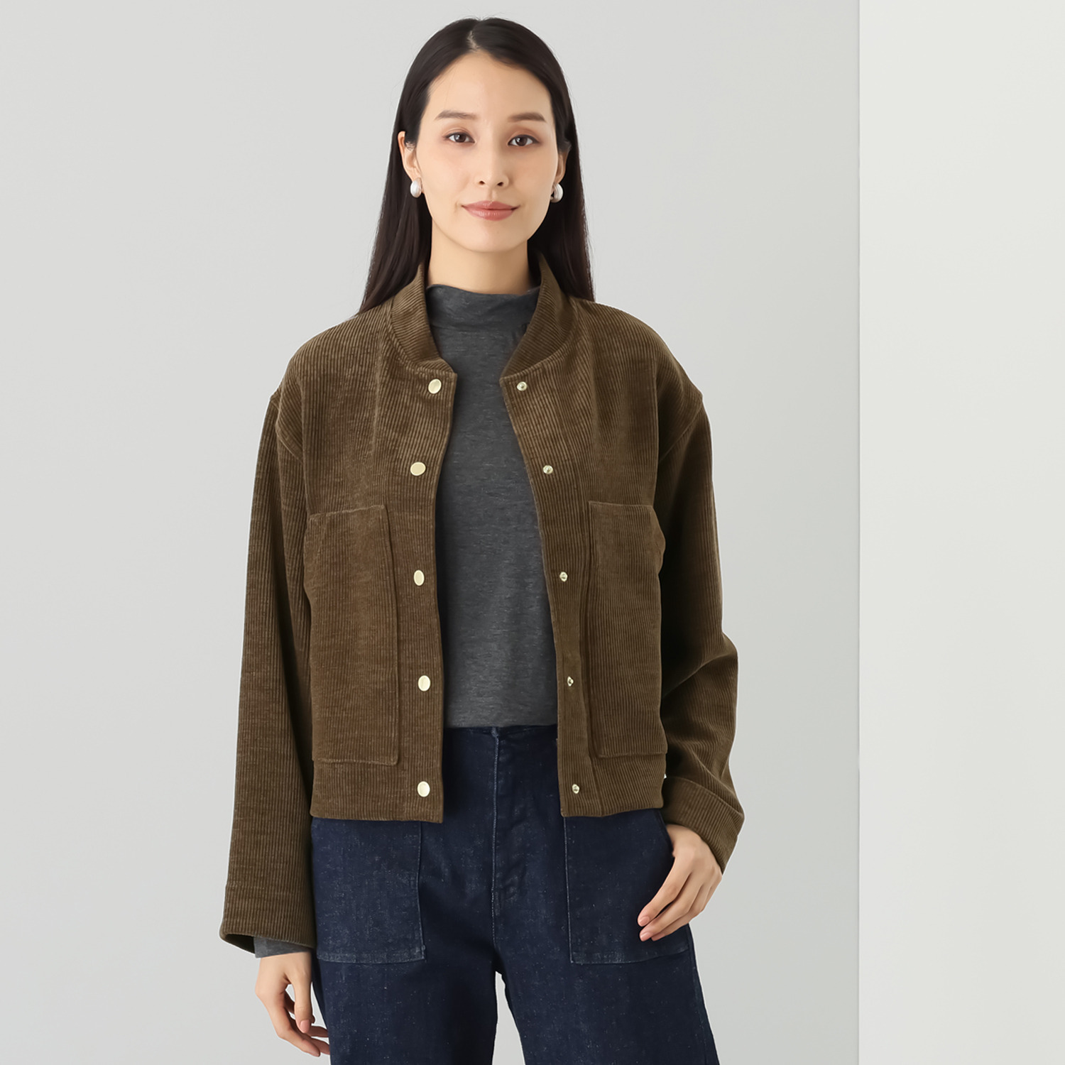 ピカデリー ８Ｗコーデュロイ スタンドカラー ボックスフィット ジャケット