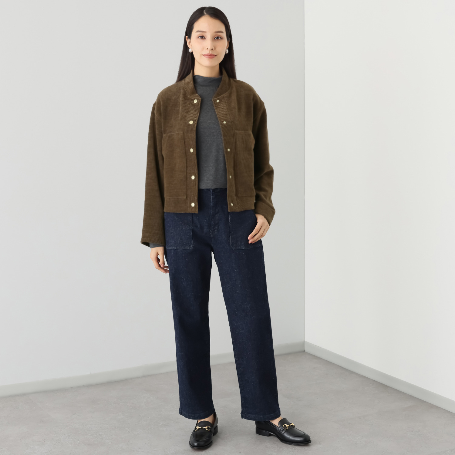 ピカデリー ８Ｗコーデュロイ スタンドカラー ボックスフィット ジャケット