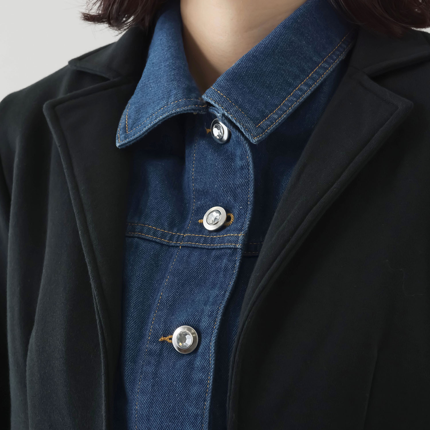ブルーコレクション おしゃれにキマる！ レイヤード風 デニムドッキング ジャケット