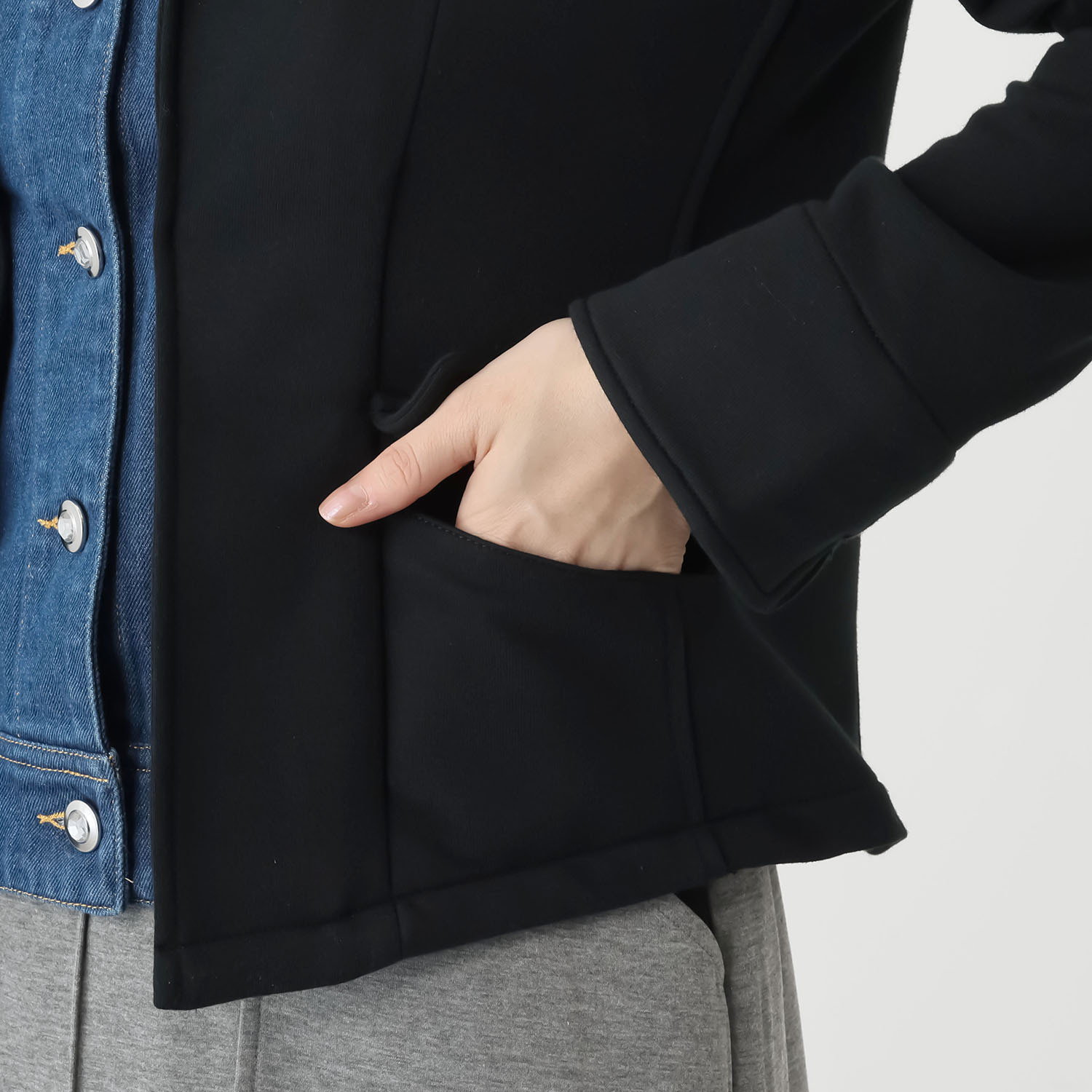 ブルーコレクション おしゃれにキマる！ レイヤード風 デニムドッキング ジャケット