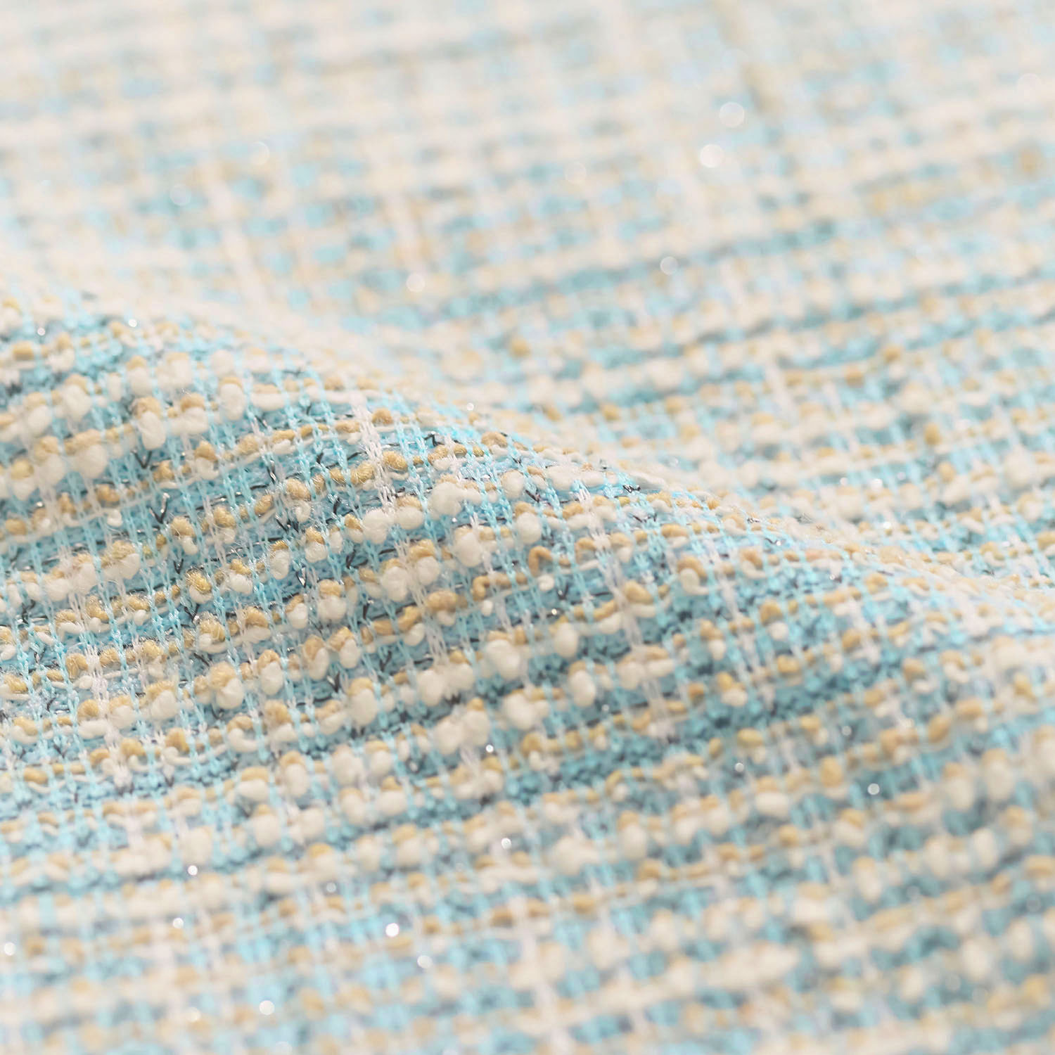 ブルーコレクション ツイード調ジャージー レースワッペンポイント 八分袖プルオーバー