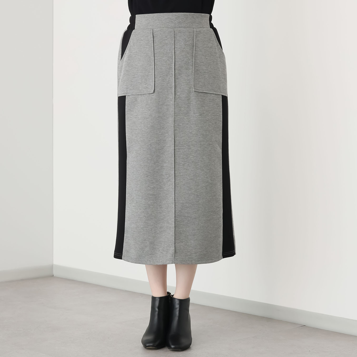 ブルーコレクション 細見えマジック！！ ダンボールニット ツートーンカラー ストレートスカート