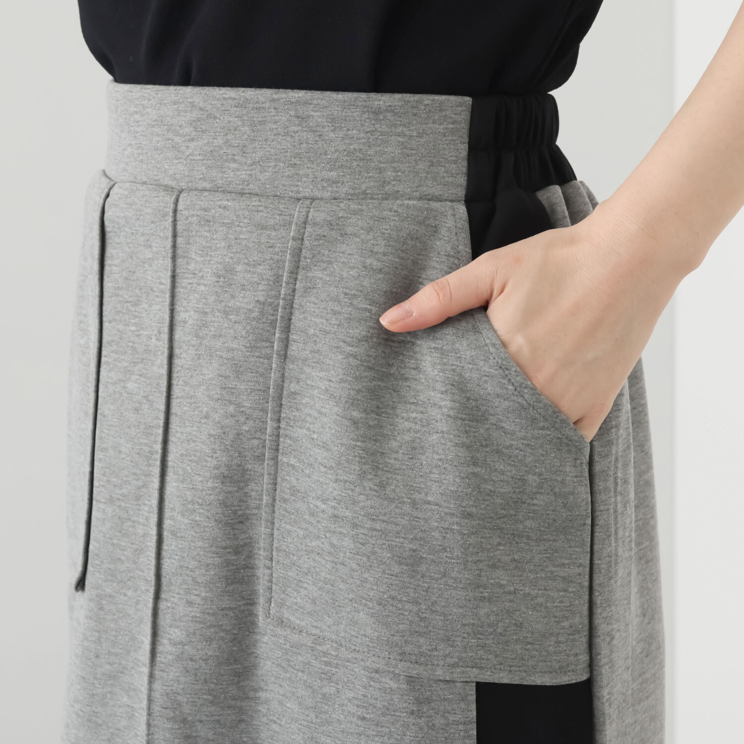 ブルーコレクション 細見えマジック！！ ダンボールニット ツートーンカラー ストレートスカート