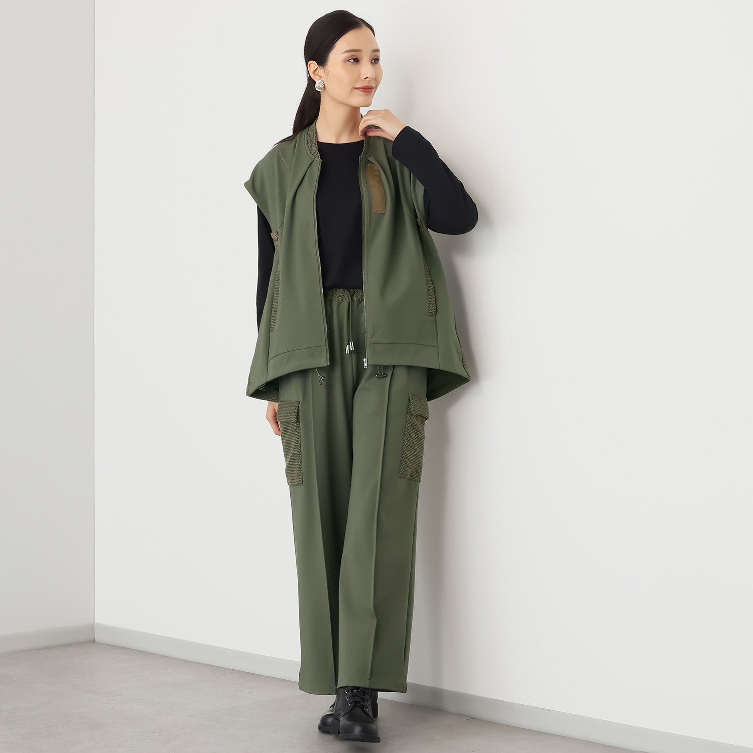 エイティーエイト ディグリー カット×ワッフル ジップベスト