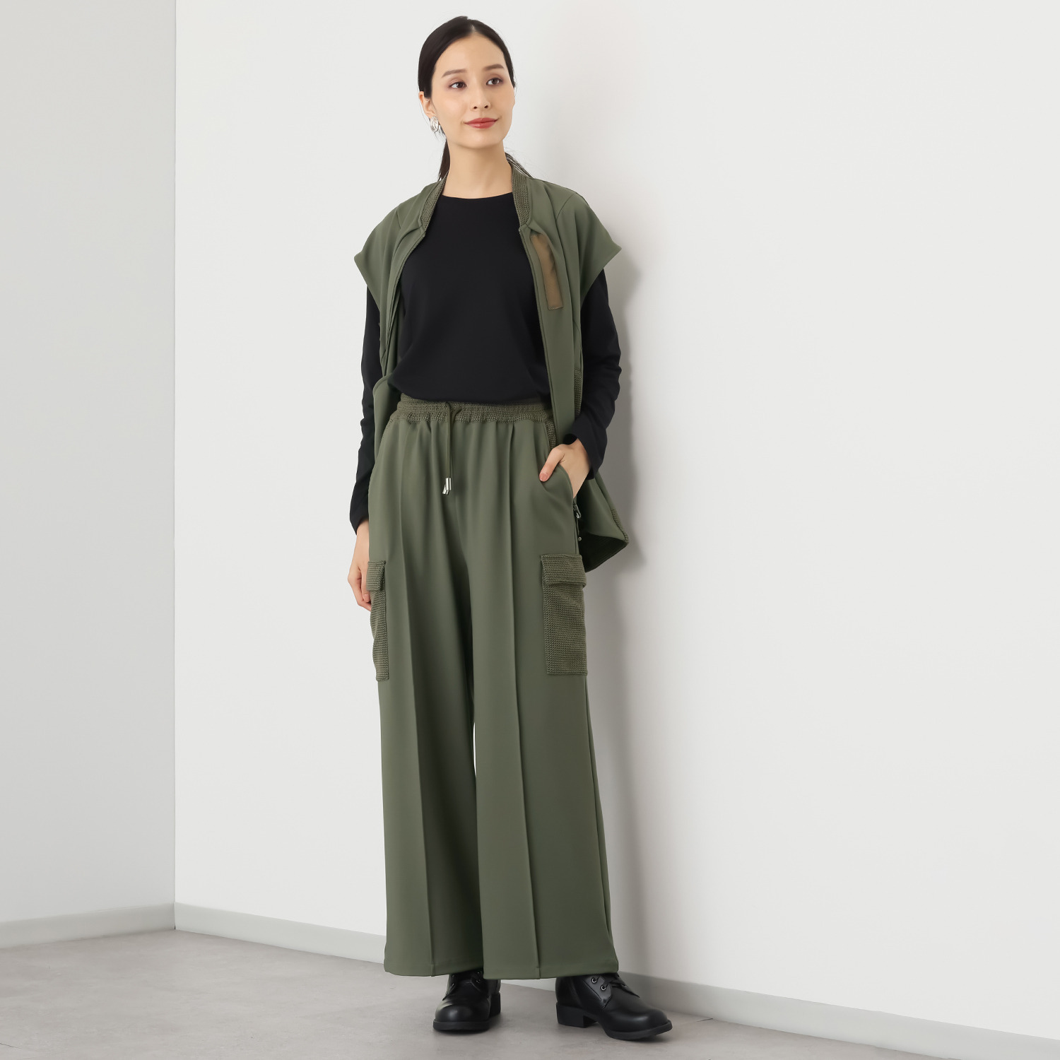 エイティーエイト ディグリー カット×ワッフル ワイドイージー カーゴパンツ