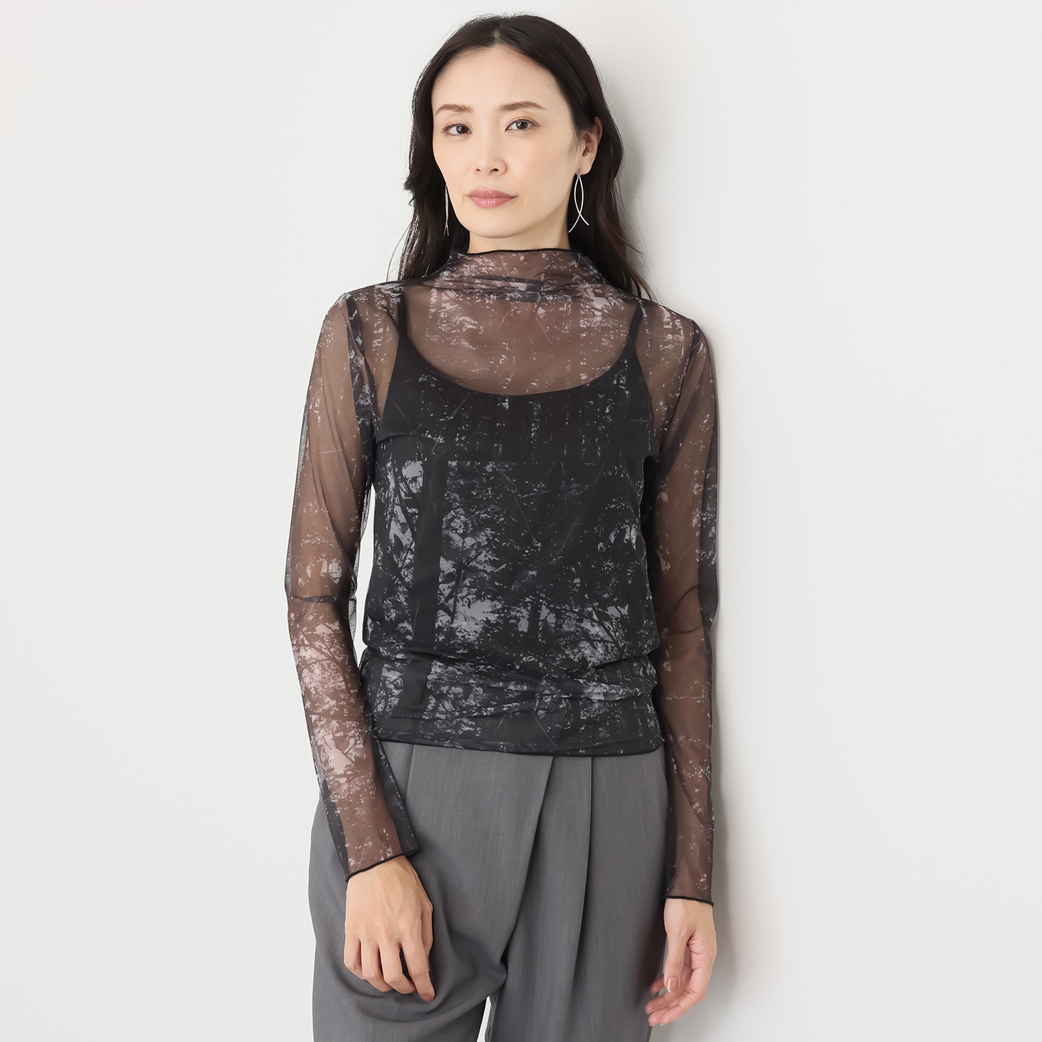 エイティーエイト ディグリー 草木柄 チュール インナープルオーバー