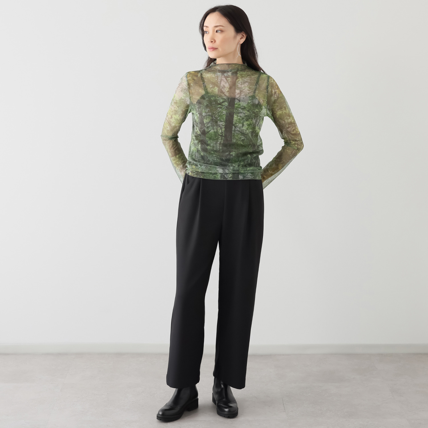 エイティーエイト ディグリー 草木柄 チュール インナープルオーバー