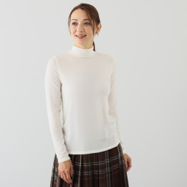 エイガールズ とろける肌触り スーパーストレッチ テンセルカシミヤ混 ハイネックプルオーバー