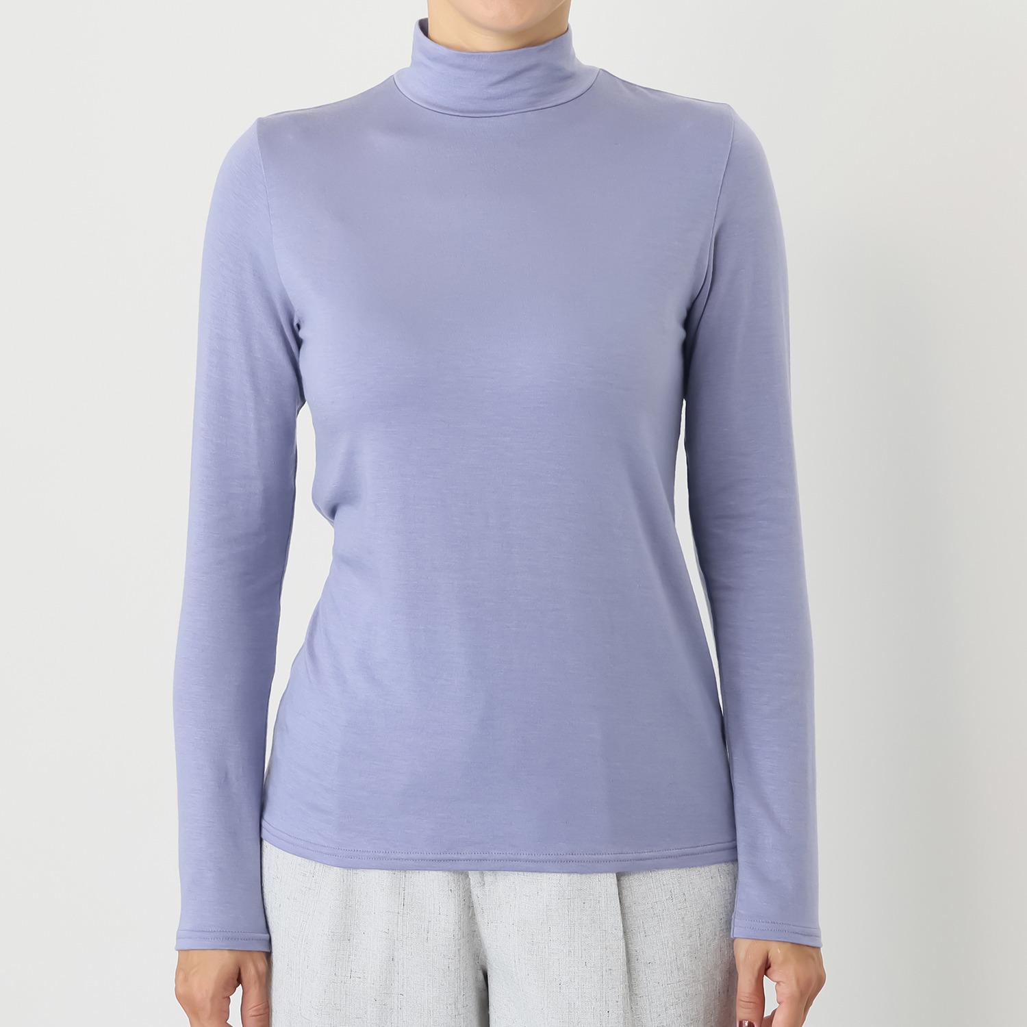 エイガールズ とろける肌触り スーパーストレッチ テンセルカシミヤ混 ハイネックプルオーバー