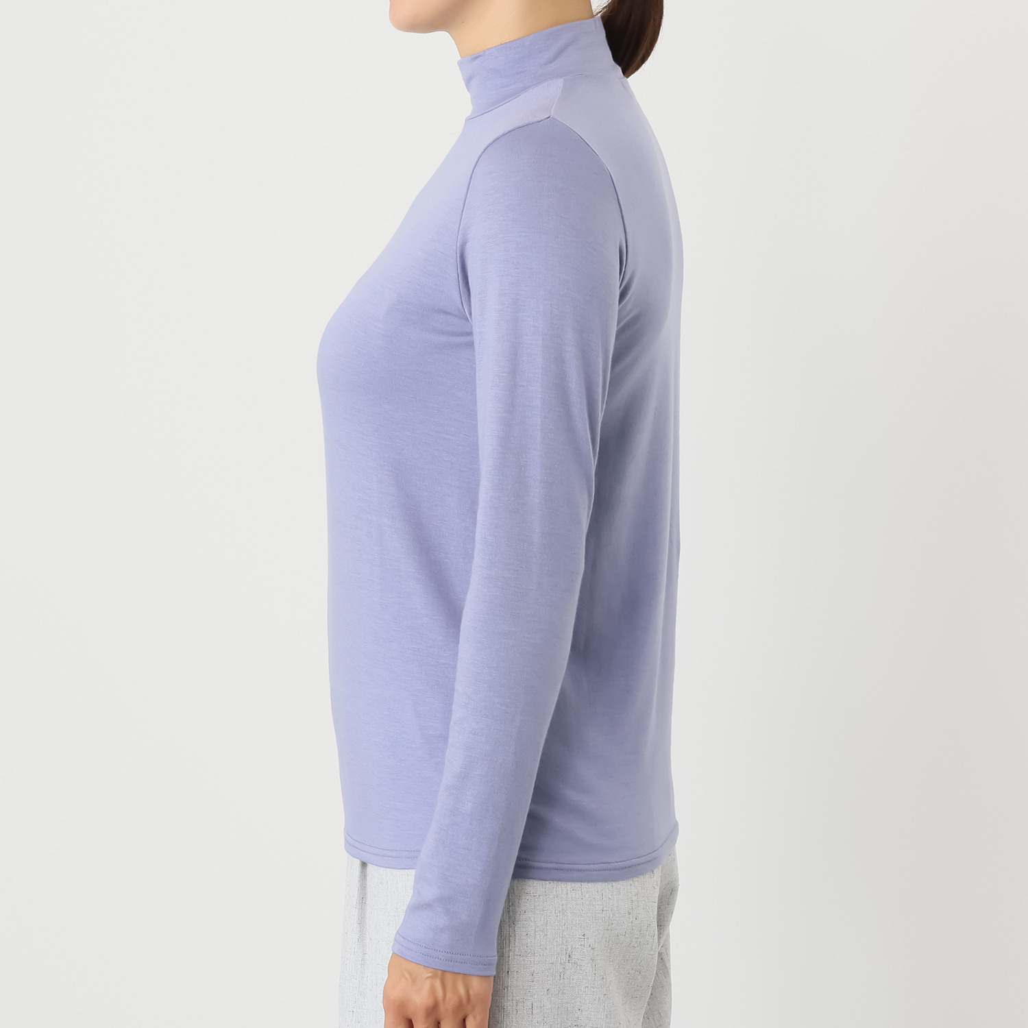 エイガールズ とろける肌触り スーパーストレッチ テンセルカシミヤ混 ハイネックプルオーバー