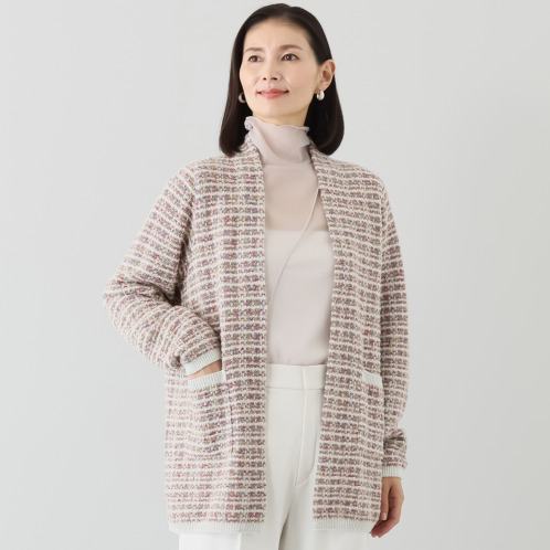 フィルファーレ カスリ ツイード調 ロングカーディガン フィルファーレ カスリ ツイード調 ロングカーディガン