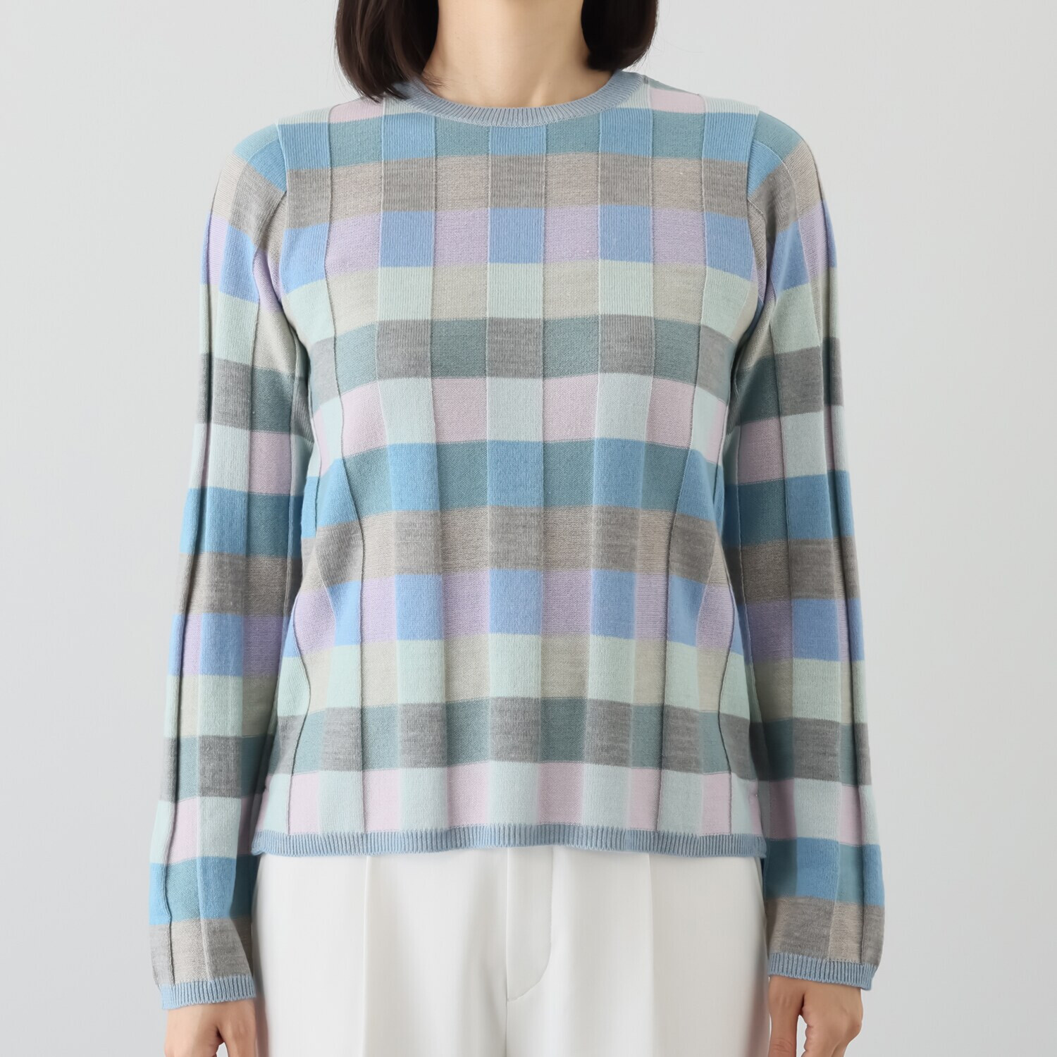 フィルファーレ 格子柄 多色プルオーバー