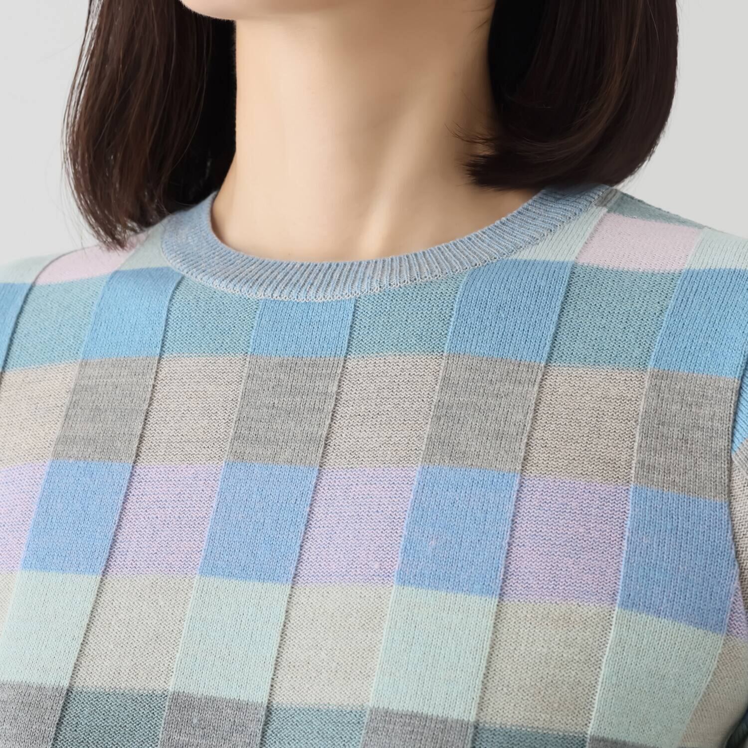 フィルファーレ 格子柄 多色プルオーバー