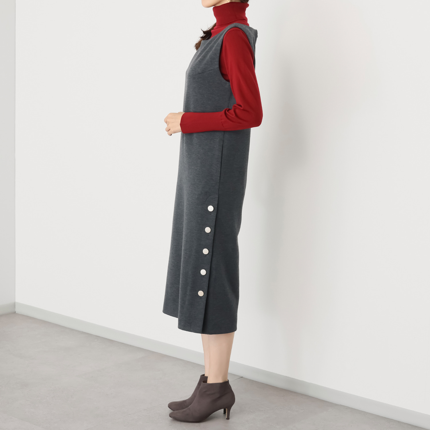 モカサン　ジュンコシマダ ウールミックスジャージー ジャンパースカート