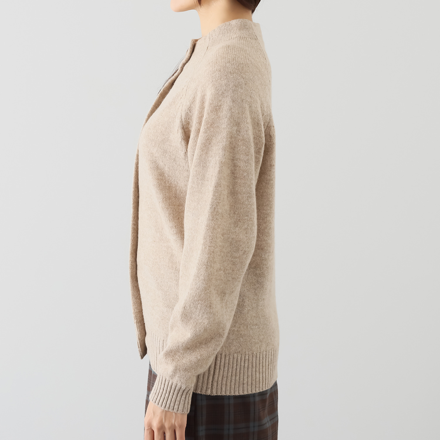 ルナリア ラムウール混 ボトルネック ニットカーディガン