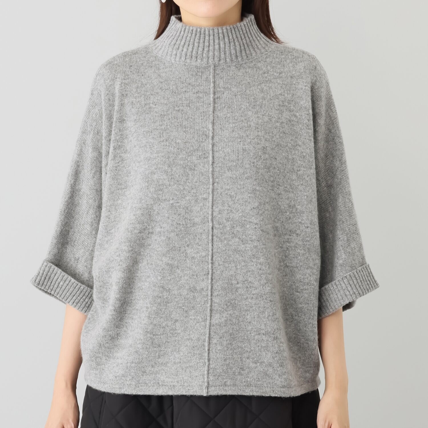 ルナリア ラムウール混 ポンチョ風 ニットプルオーバー