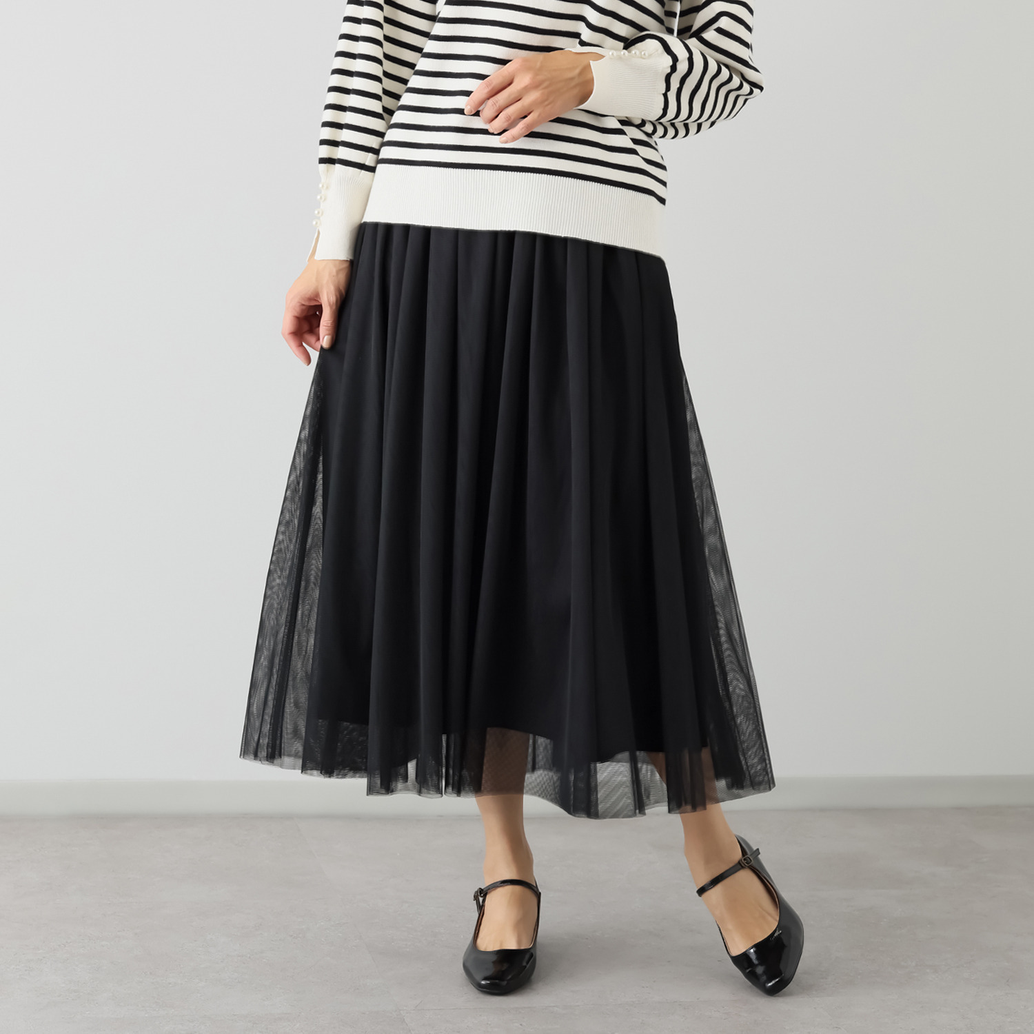 ルクオーレ チュール ギャザー フレアースカート