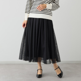 ルクオーレ チュール ギャザー フレアースカート