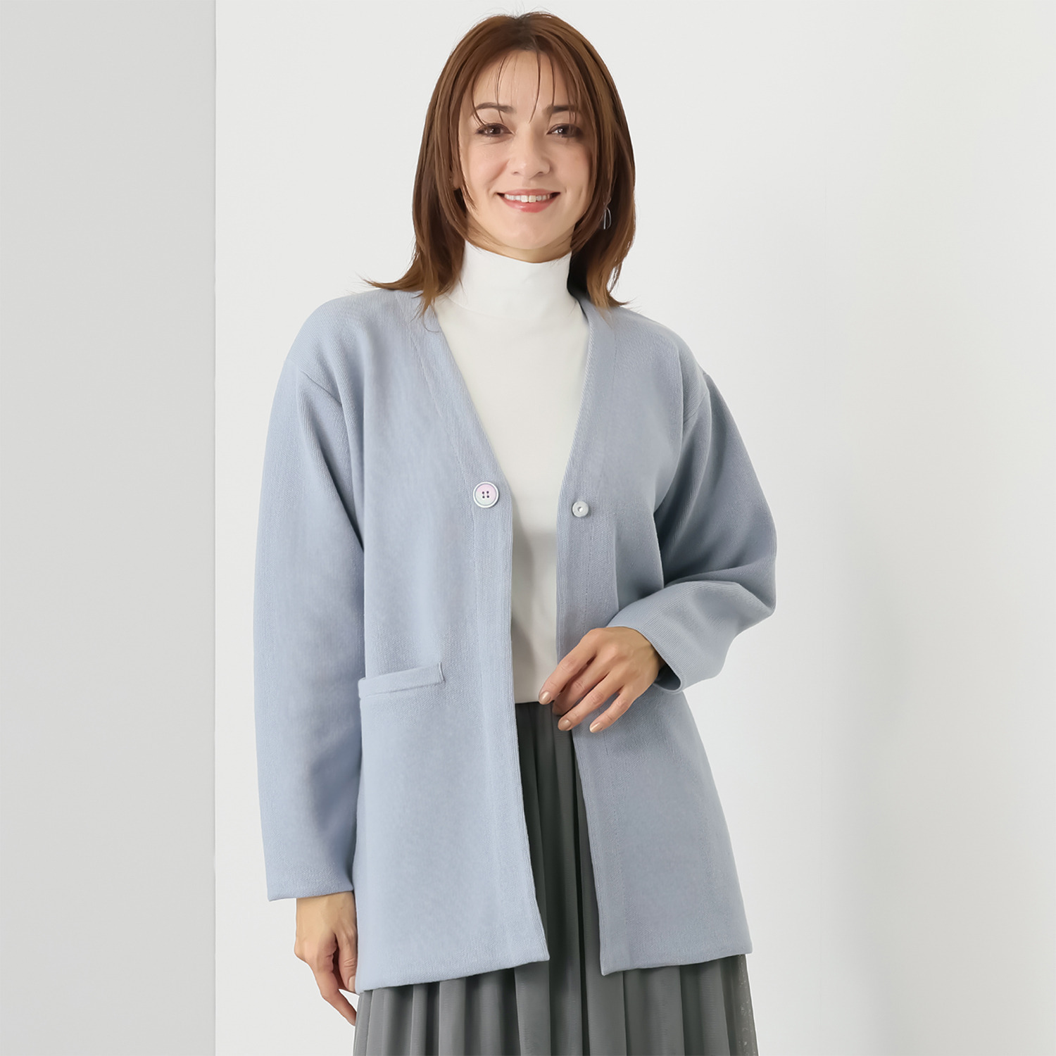 ルクオーレ 軽く羽織れる すっきりＶネック ニットコーディガン