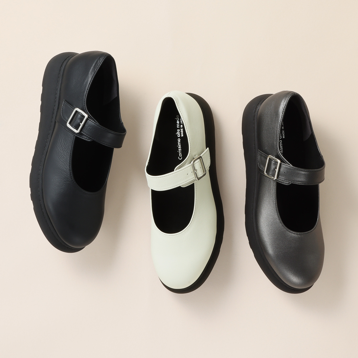 カリシモアルテ　モード ＜日本製＞牛革 モダンタルトソール メリージェーンシューズ