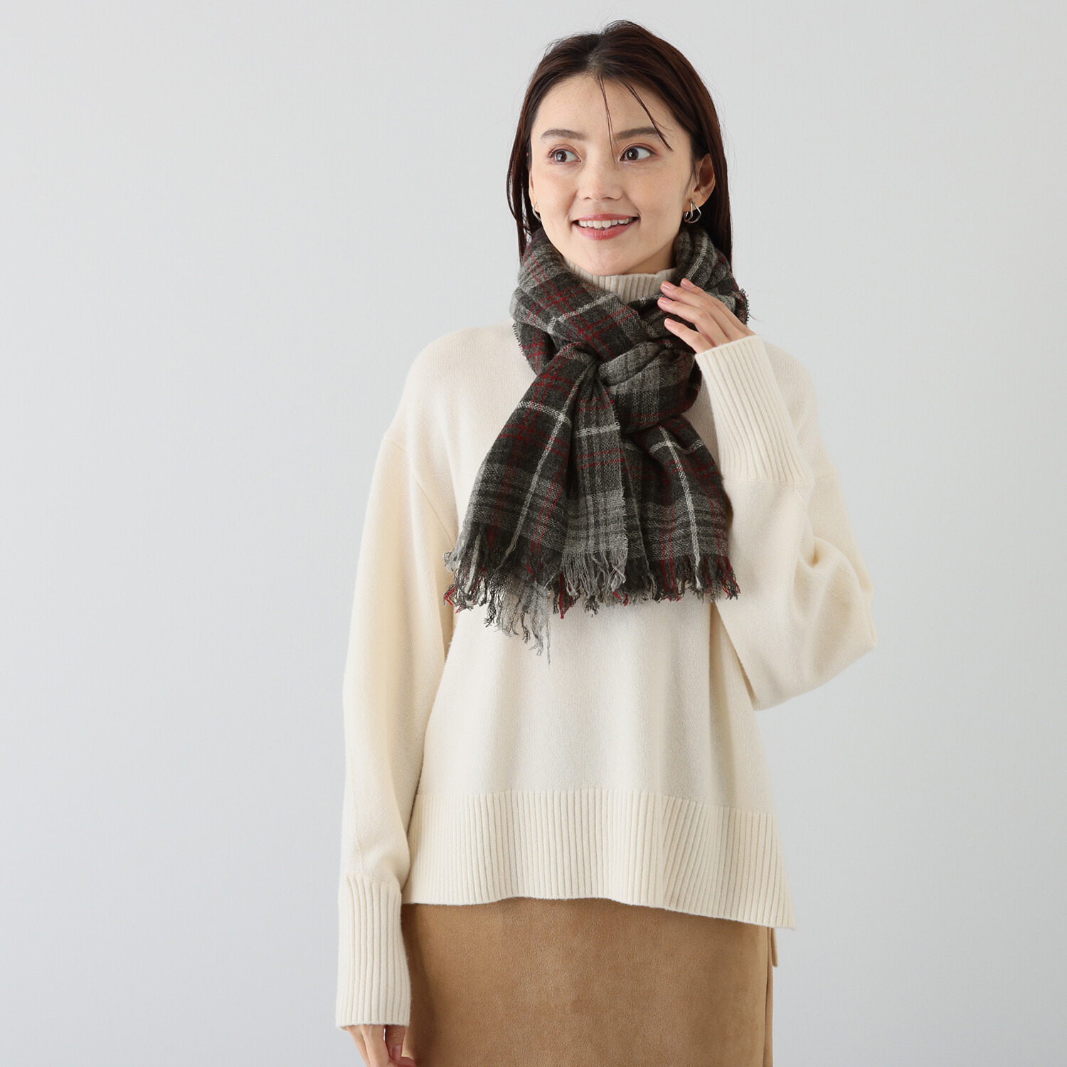 ペイズリーウィズ キンロックアンダーソン ウールカシミヤ タータンチェック 大判ストール