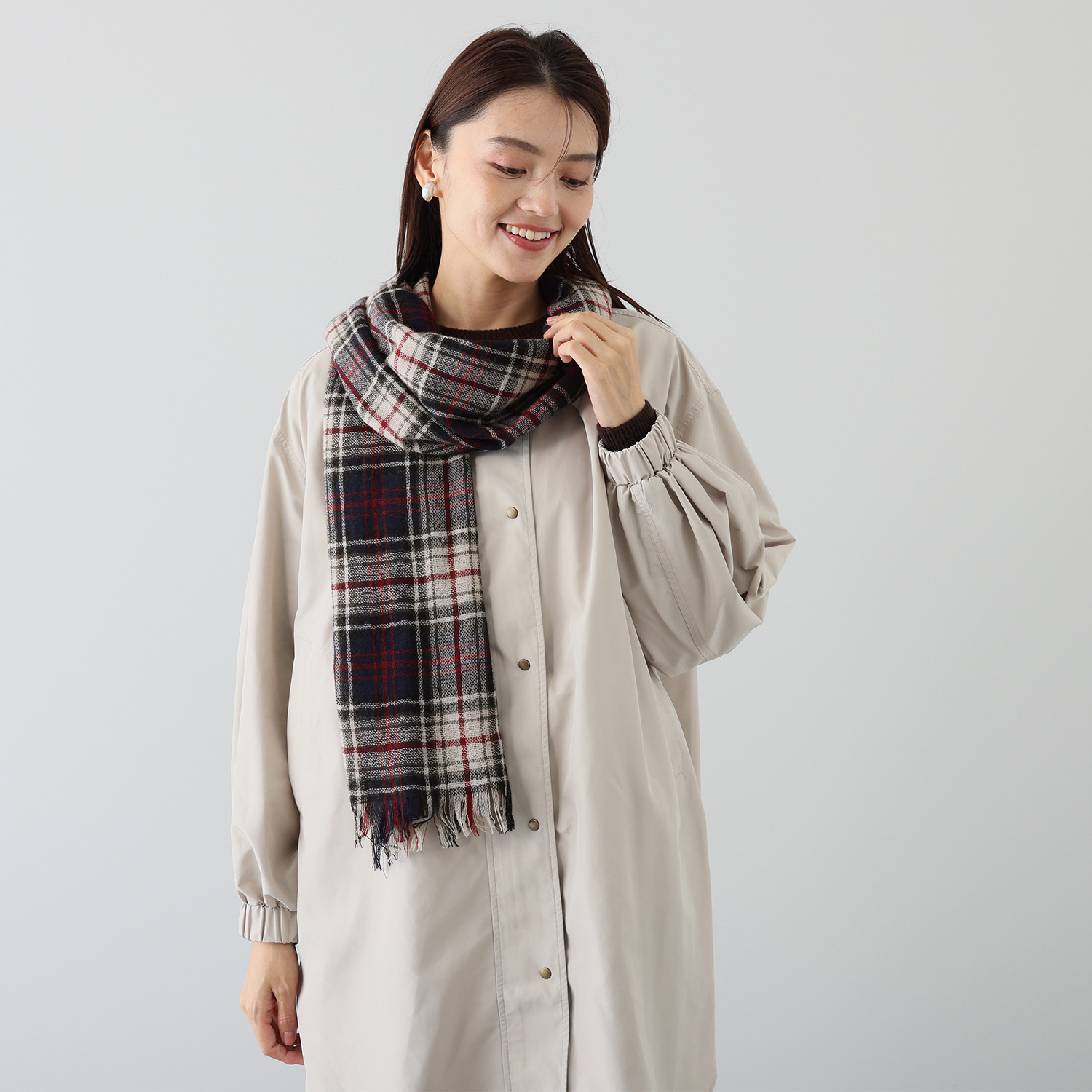 ペイズリーウィズ キンロックアンダーソン ウールカシミヤ タータンチェック 大判ストール